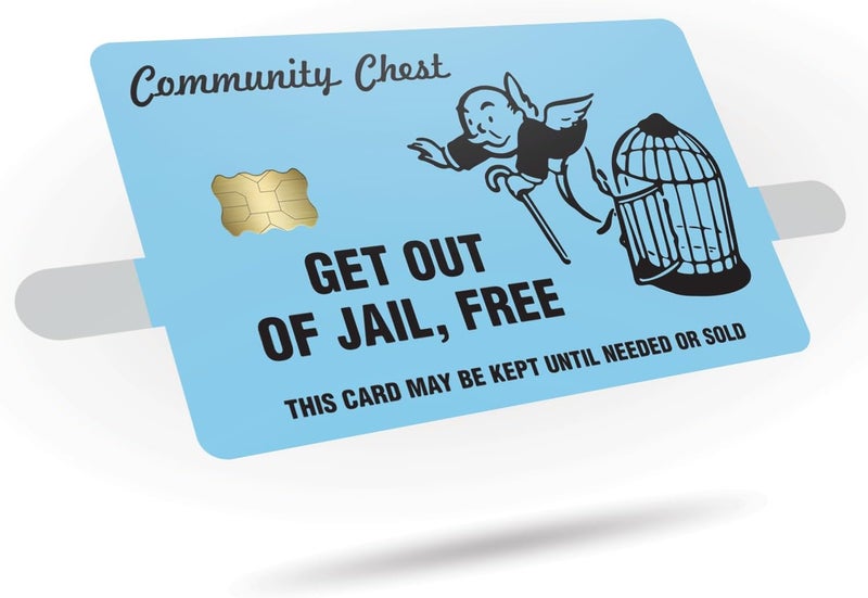 KCD Get Out of Jail Free Credit Card Sticker 3-Pack - Blue, Orange, Pink, White - Debit Card Skin Cover Vinyl Decals - Protect & Personalize Credit/Debit Cards - Slim, Waterproof, Durable (Blue) - Image 1